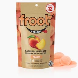 Froot Peach 1:1 CBD:THC Gummies - 100mg CBD: 100mg THC Froot Peach 1:1 CBD:THC Gummies - 100mg CBD: 100mg THC