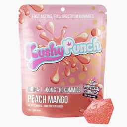Kushy Punch - Indica Peach Mango INDIVIDUAL GUMMIES 100MG Kushy Punch - Indica Peach Mango INDIVIDUAL GUMMIES 100MG