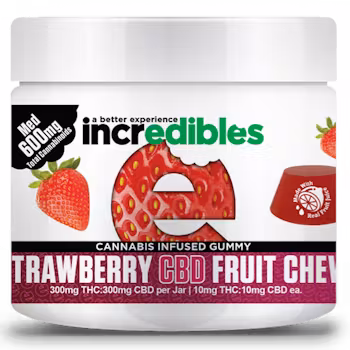 Incredibles - 600mg - 1:1 CBD:THC - Strawberry CBD Chews Incredibles - 600mg - 1:1 CBD:THC - Strawberry CBD Chews
