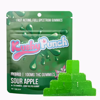 Kushy Punch - Hybrid Sour Apple INDIVIDUAL GUMMIES 100MG Kushy Punch - Hybrid Sour Apple INDIVIDUAL GUMMIES 100MG