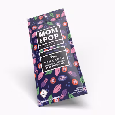 Mom & Pop 100mg Dark Chocolate Bar | Peru 72% Cacao Mom & Pop 100mg Dark Chocolate Bar | Peru 72% Cacao