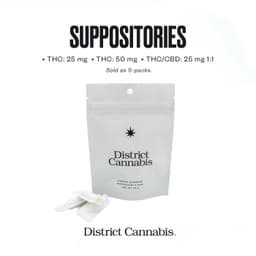 DISTRICT CANNABIS 5 PACK - SUPPOSITORY 25MG THC ONLY DISTRICT CANNABIS 5 PACK - SUPPOSITORY 25MG THC ONLY
